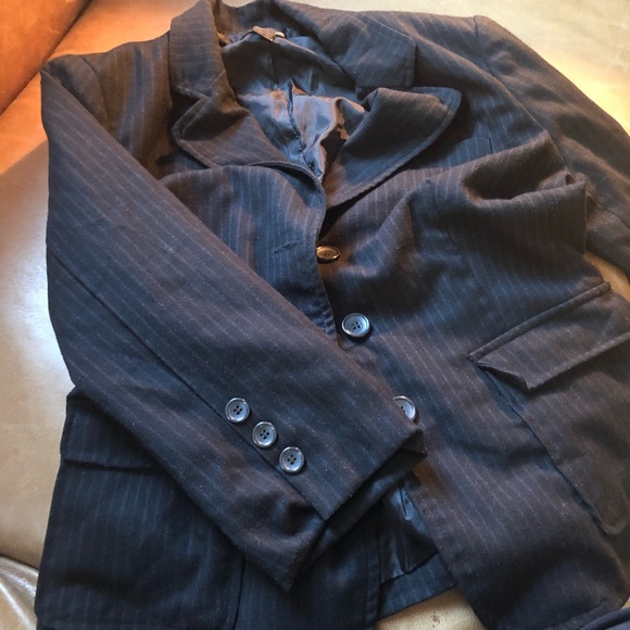 Pinstripe blazer 3/4 sleeve w buttons and pockets - Picture 1 of 9